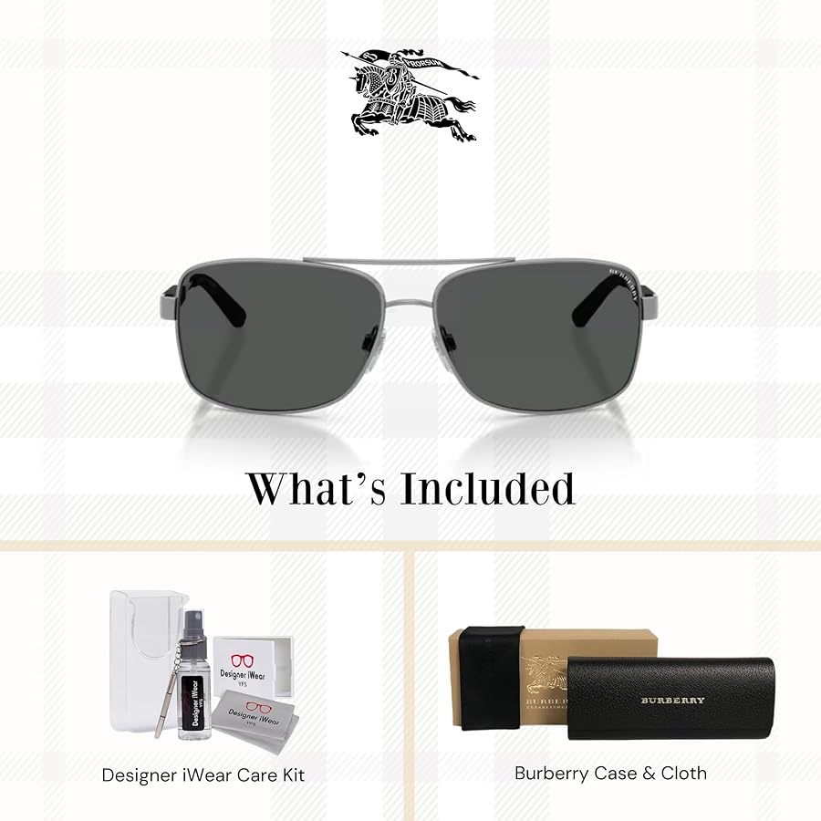 Amazon.com: BURBERRY BE3074 100387 63M Gunmetal/Grey